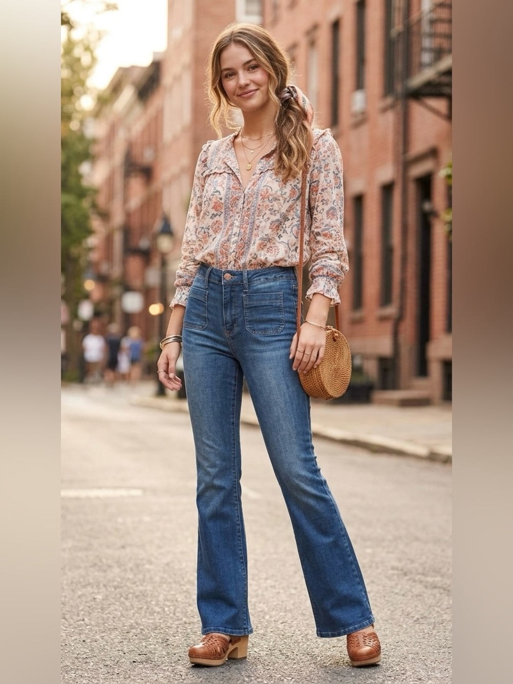 Vintage High-Rise Flare Jeans in Medium Blue
